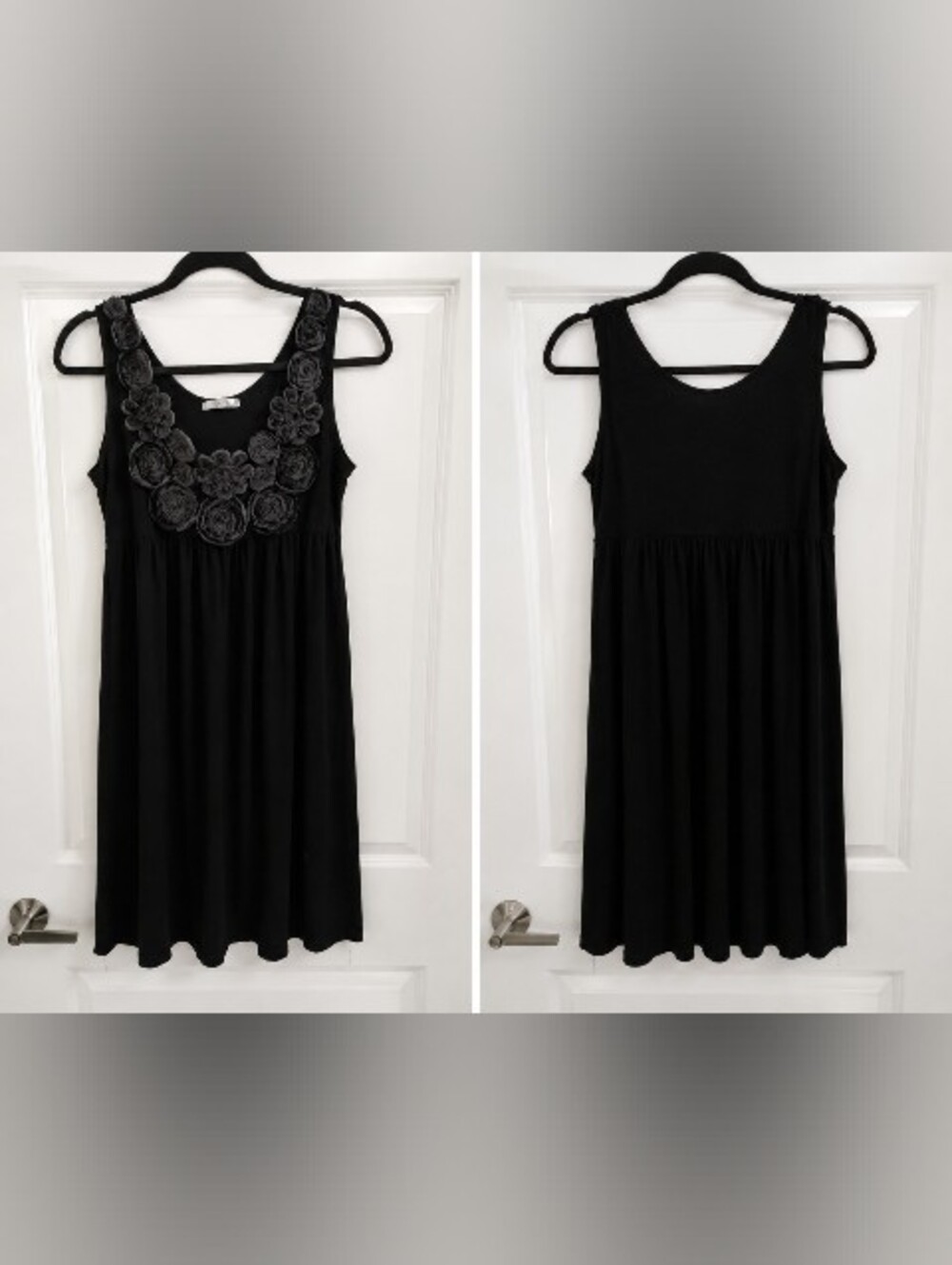 Nic & Dom Whimsigoth Black Rosette Empire Waist Y2K Mini Dress Size Large